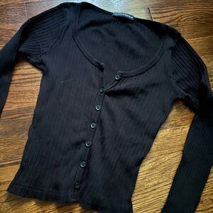 Brandy Melville Black Ribbed Cardigan
